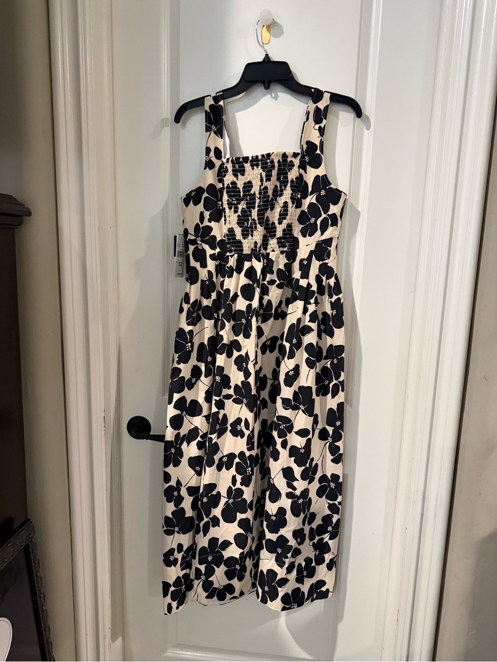 Signature by Robbie Bee Cream Jumpsuit with Black Floral Print